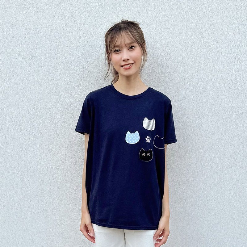 Hana Mokuba  圆领猫咪贴布T恤 - 女装 T 恤 - 其他材质 