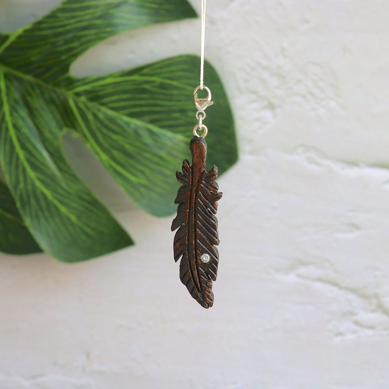 手工木制吊饰  羽毛 吊饰  礼物订制 - 吊饰 - 木头 咖啡色