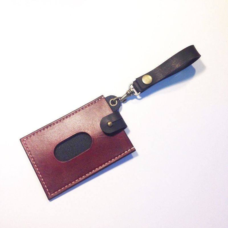 拔扣捷运卡套(活动鈎扣款)暗红+黑色 信用卡学生证门禁卡皆可 - 证件套/卡套 - 真皮 黑色