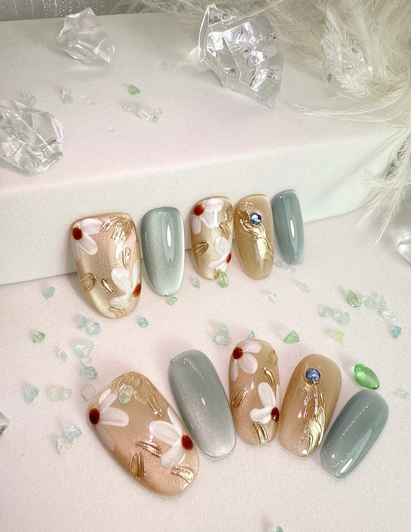 【TING】雾光花影 - 猫眼花纹穿戴甲 S 码 - 其他 - 塑料 