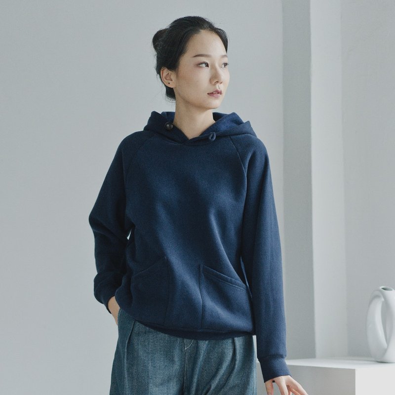 3色 中性 素色連帽tee 加厚加絨保暖衛衣  SH180435 - 中性连帽卫衣/T 恤 - 棉．麻 卡其色