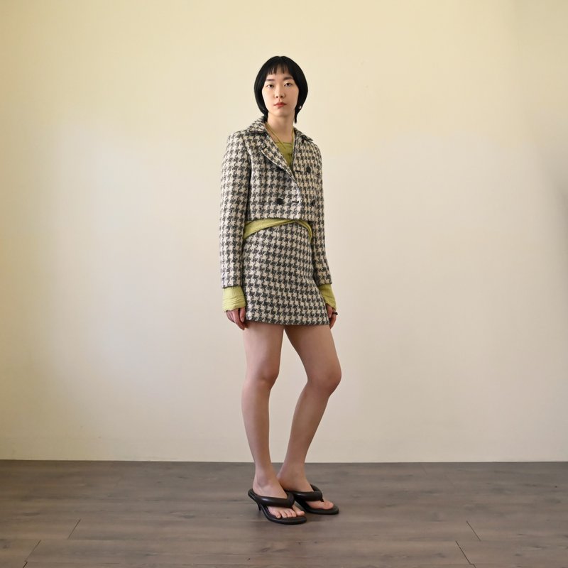 【NaSuBi Vintage】千鸟格纹花呢古着套装 - 女装休闲/机能外套 - 羊毛 