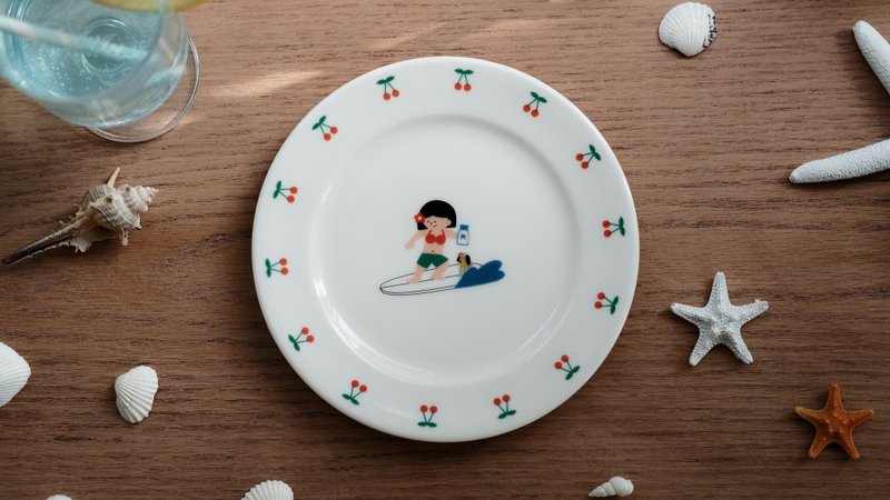 冲浪假期 Welcome on (surf)board 陶瓷圆碟 - 盘子/餐盘/盘架 - 瓷 