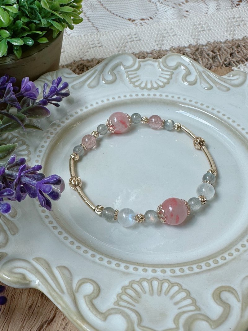 蔷薇梦境 l 蔷薇辉石 月光石 拉长石 草莓晶 水晶手链 - 手链/手环 - 水晶 粉红色