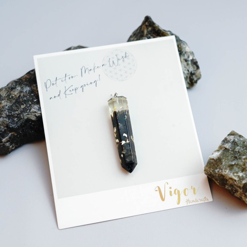 【金曜石】天然水晶碎石吊坠 - 吊饰 - 水晶 黑色