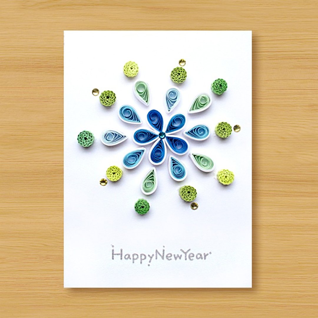 手工卷纸卡片 _ 花火_D ... 新年贺卡、感谢卡、万用卡 - 卡片/明信片 - 纸 蓝色