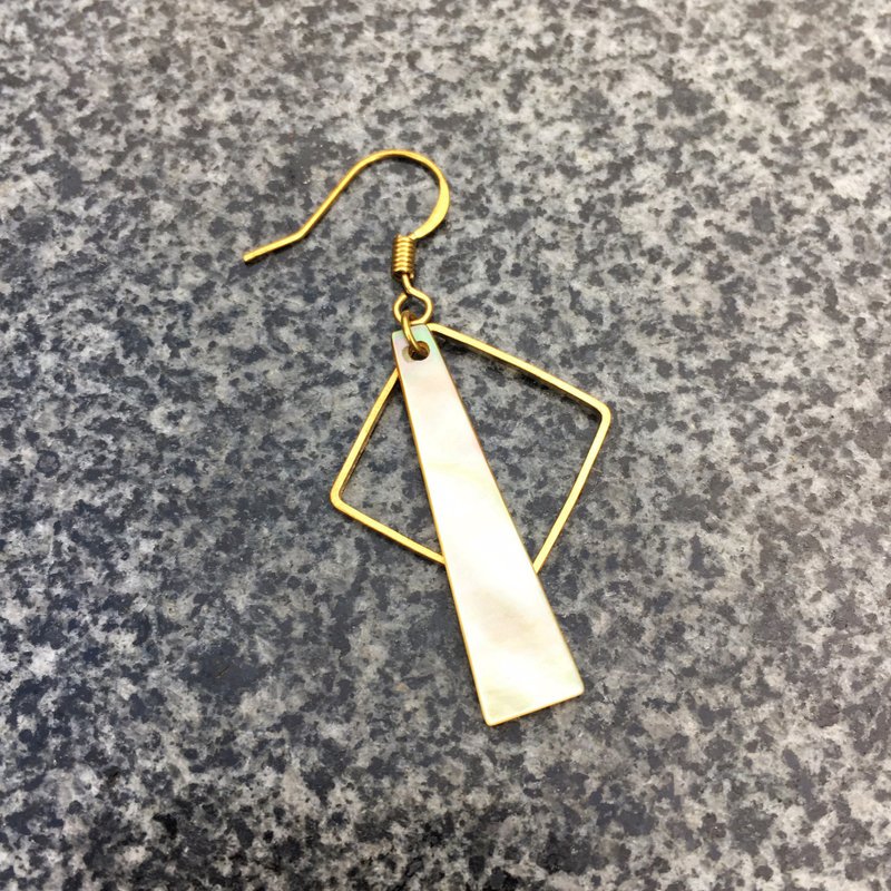 可改夹式-几何黄铜耳环 - 练习冒险-单1支 - 耳环/耳夹 - 其他金属 金色