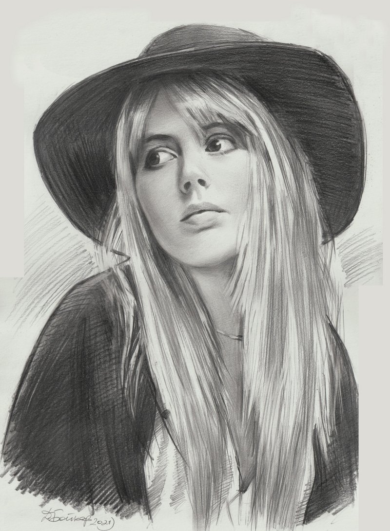 定制铅笔肖像、照片手工铅笔划、写实素描 - 订制画像 - 纸 银色