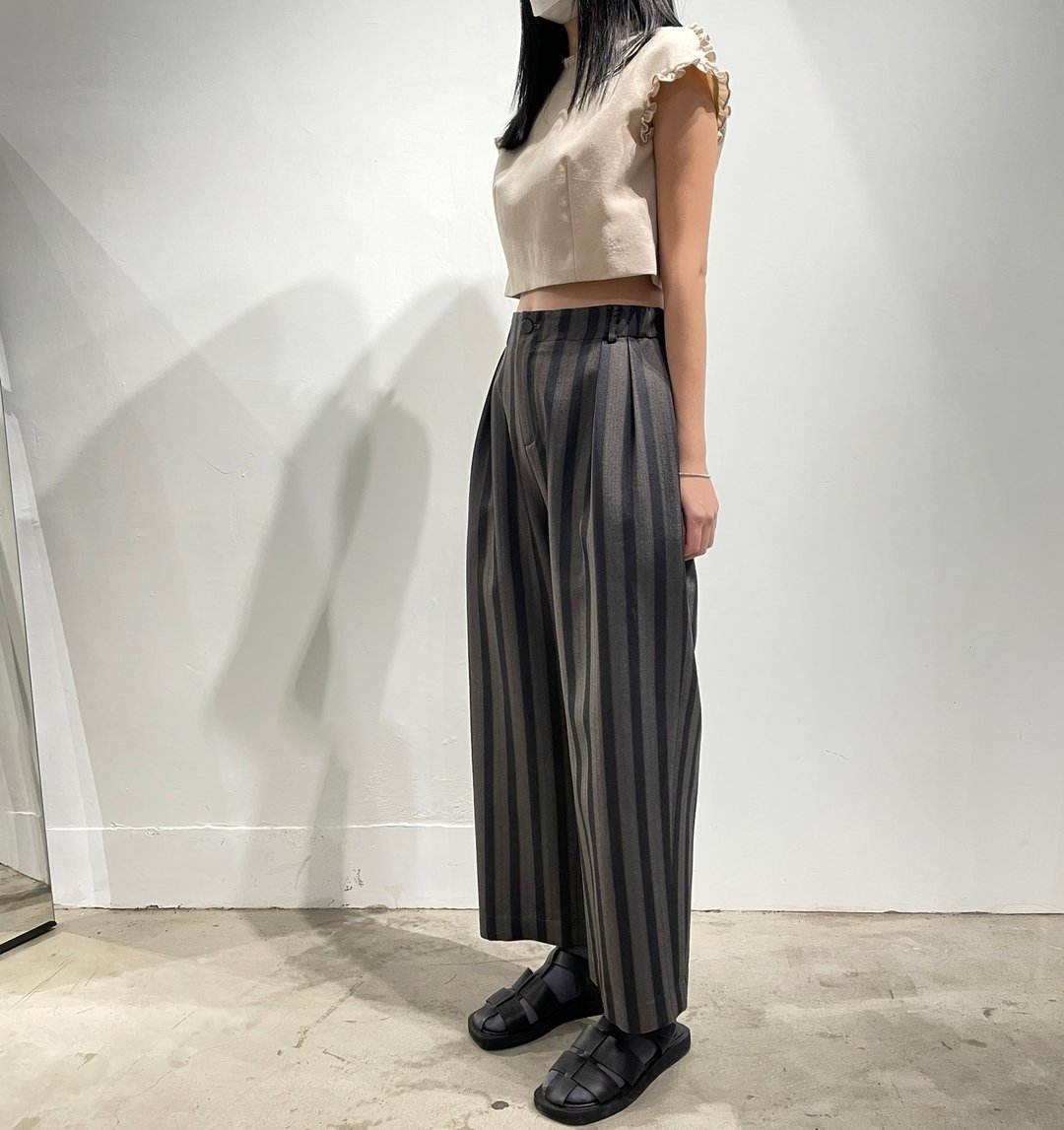 打褶设计长裤 - 男士长裤 - 羊毛 黑色