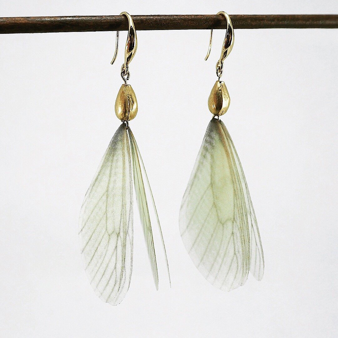 No.867 LEPIDOPTERA 鳞翅耳饰 - 耳环/耳夹 - 铜/黄铜 金色