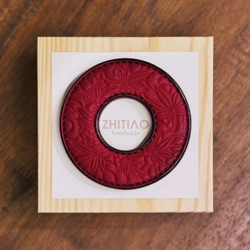 原创手工制作牛皮剑道刀镡 枫林云海 红色 剑锷 Tsuba - 运动配件 - 真皮 红色