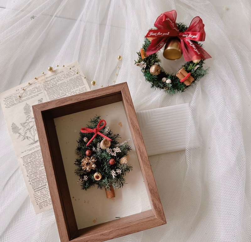 【材料包DIY】 永生花圣诞小树相框 企业教学 - 植栽 - 植物．花 白色