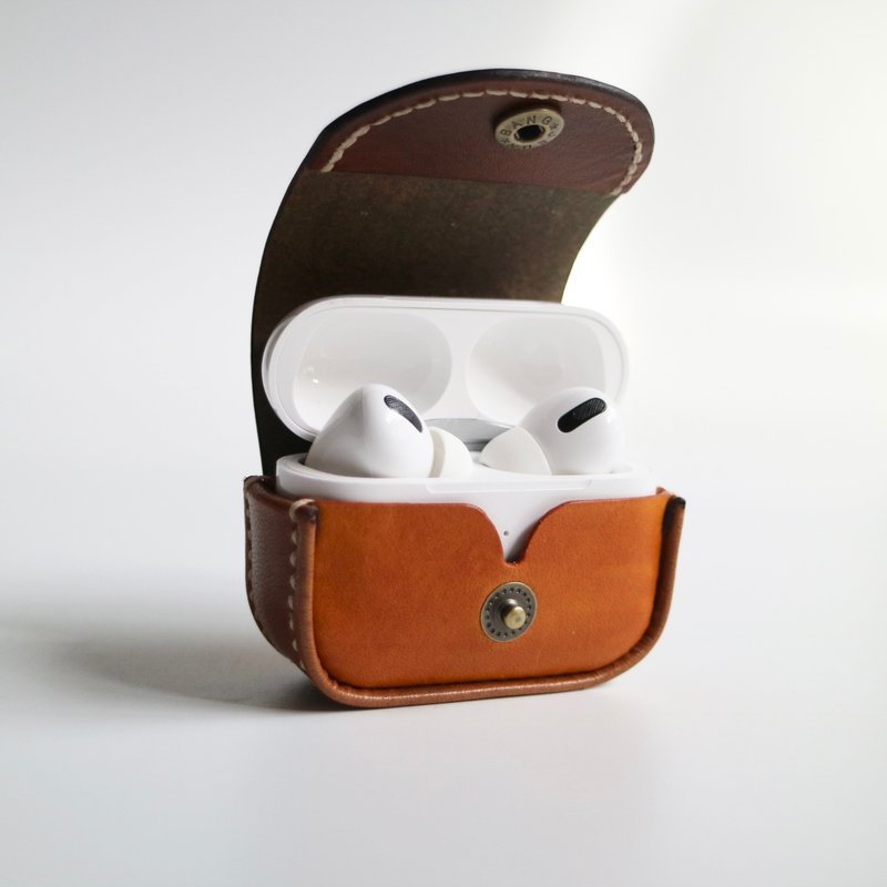 AirPods pro 2 皮革保护套 保护壳 收纳皮套 ----焦糖柑橘 - 耳机收纳 - 真皮 咖啡色