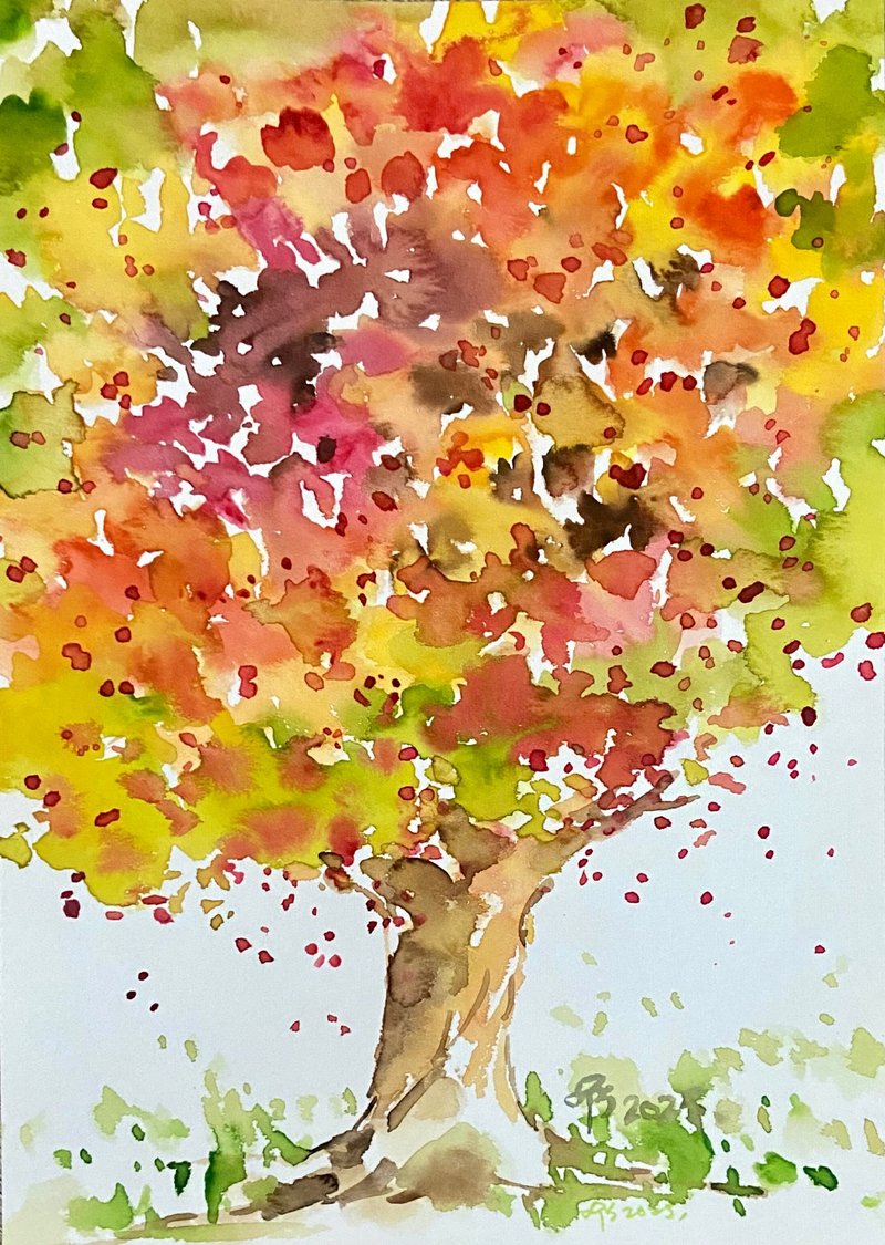 生命之树系列-枫红(21X15cm) 水彩画/裸画无框 - 摆饰 - 纸 白色