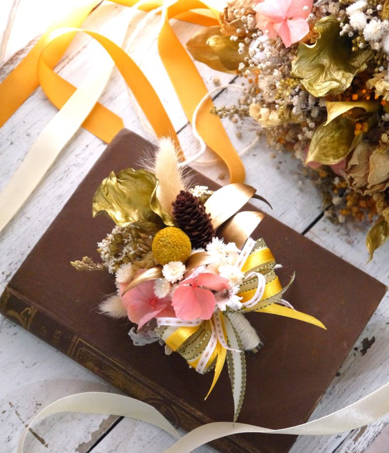 胸花作品.婚礼.宴会.干燥花.不凋花.索拉花.佩饰首选. - 干燥花/捧花 - 植物．花 金色