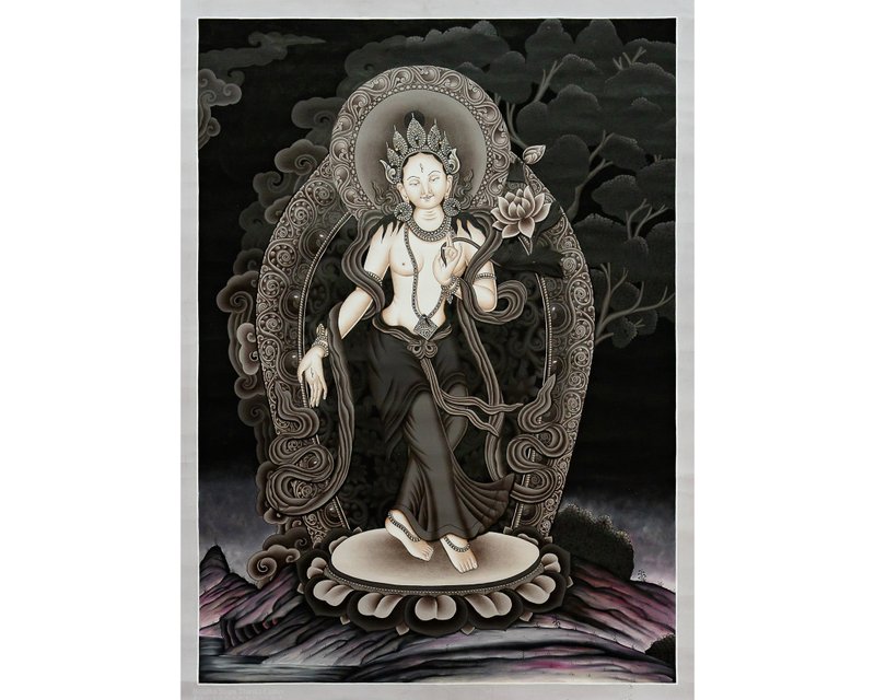 白塔唐卡 - 慈悲、疗愈与长寿的女神 - 墙贴/壁贴 - 其他材质 多色