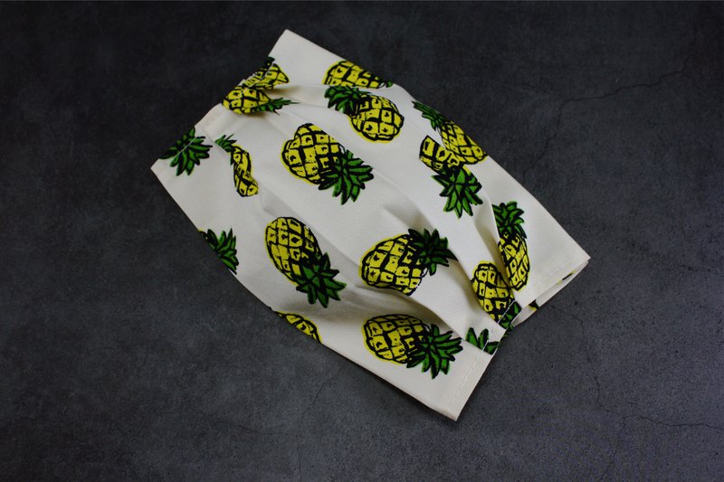 台湾 热带水果 凤梨 口罩套 成人/儿童/幼儿 适用医疗口罩 出口 - 口罩 - 棉．麻 黄色