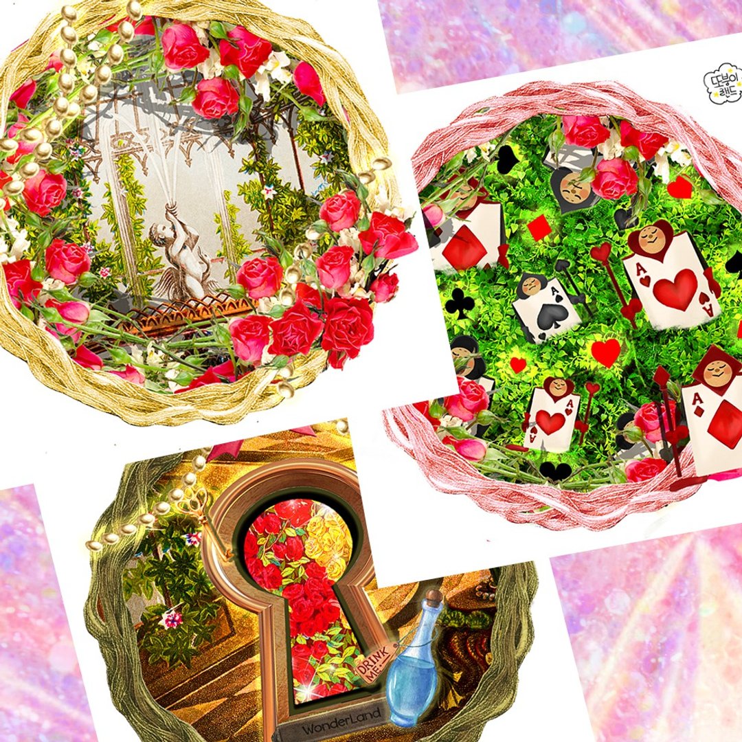 *Ddeul : Alice Wreath Deco Stickers Ver. C (3colors) - 贴纸 - 纸 