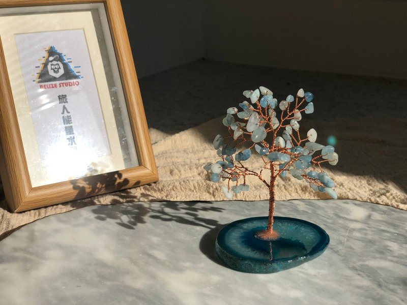 图蓝迅斯坦塔 信念之石 海蓝宝水晶树【能量水晶守护者】 - 摆饰 - 水晶 蓝色