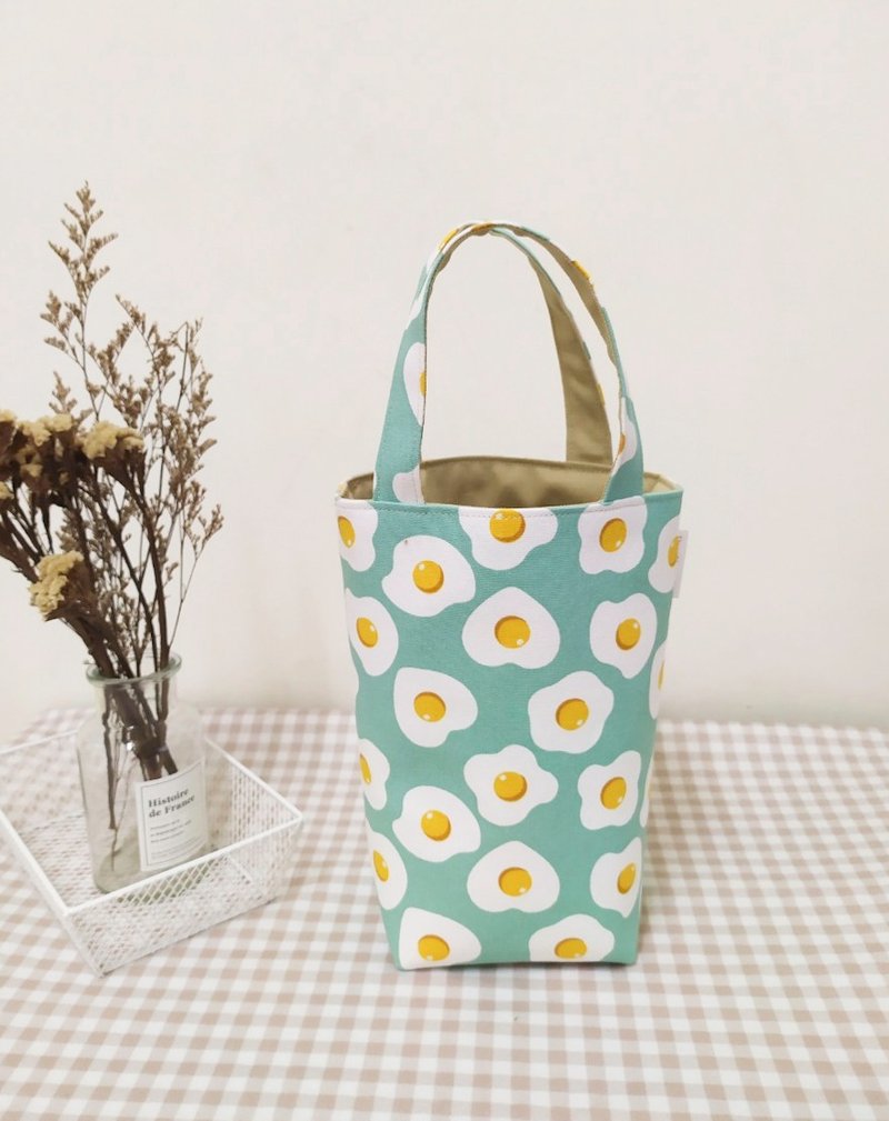 家家酒系列水壶袋/饮料提袋/手提帆布包/荷包蛋款 - 随行杯提袋/水壶袋 - 棉．麻 绿色