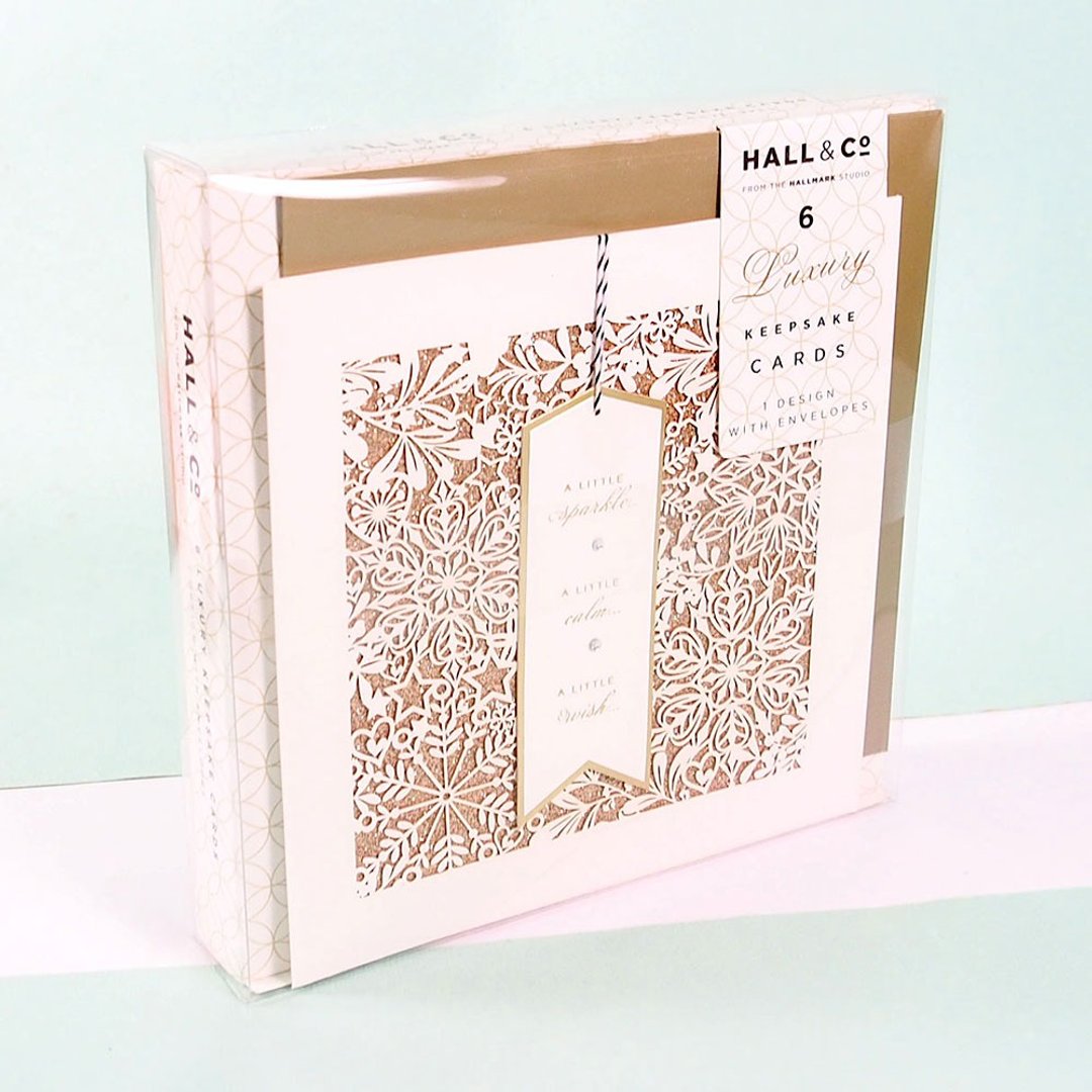 金色雕刻花纹 耶诞盒卡6入【Hallmark-卡片 圣诞节系列】 - 卡片/明信片 - 纸 金色