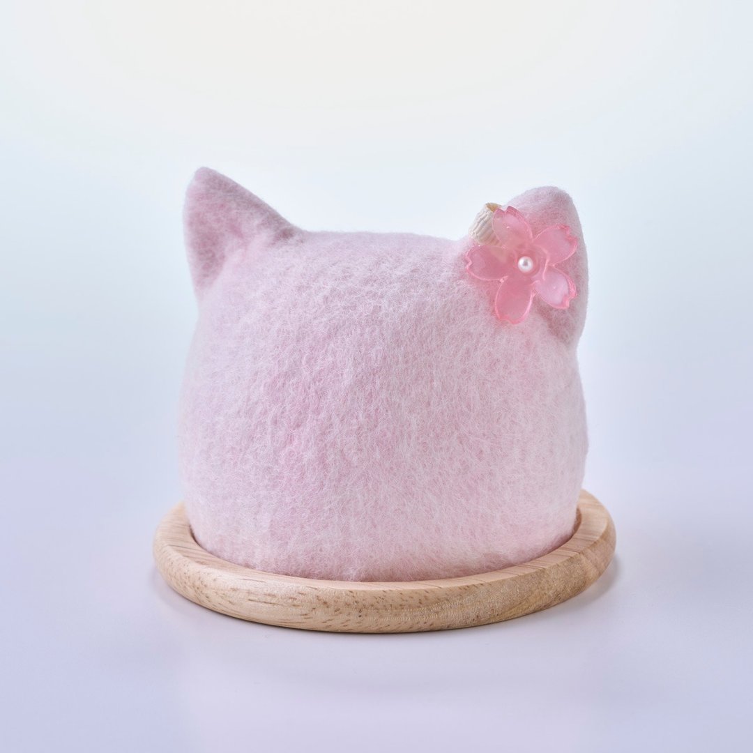 【Pinkoi 限定・接单生产】樱花色猫咪小灯笼 - 灯具/灯饰 - 羊毛 粉红色