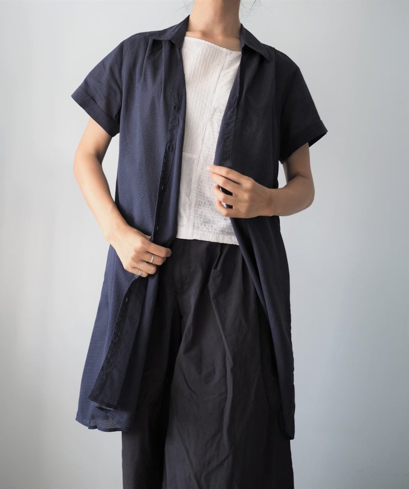 Shirt Dress - 洋装/连衣裙 - 棉．麻 蓝色