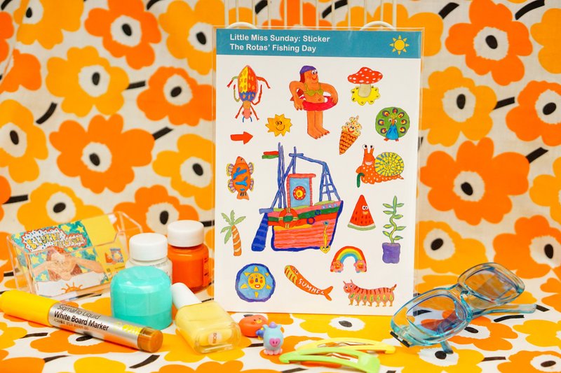 Sticker: The Rotas' Fishing Day - 贴纸 - 纸 多色