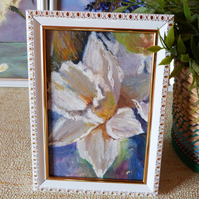 白花油画-原创花艺-小画-裱框艺术 - 海报/装饰画/版画 - 其他金属 白色