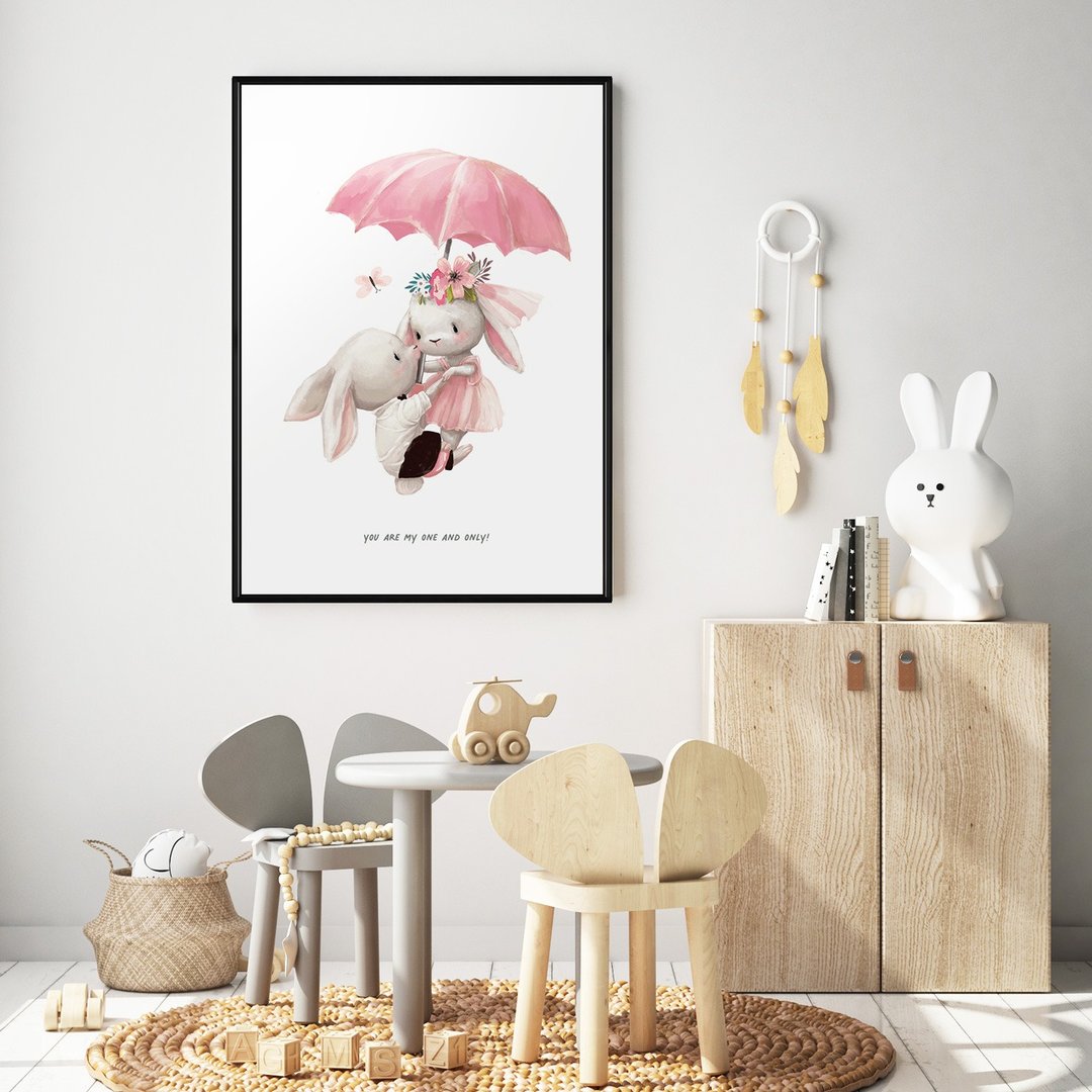 You are my one and only ! - 手绘情侣兔子装饰挂画/情人节礼物 - 海报/装饰画/版画 - 棉 多色