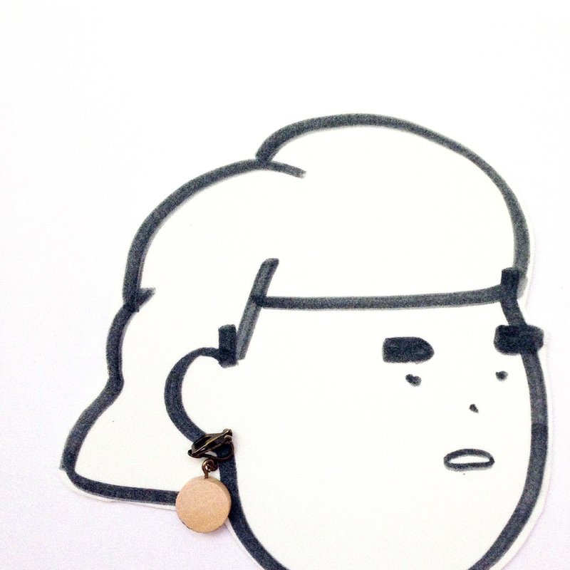 木头耳环 耳夹(单支) - 耳环/耳夹 - 木头 咖啡色