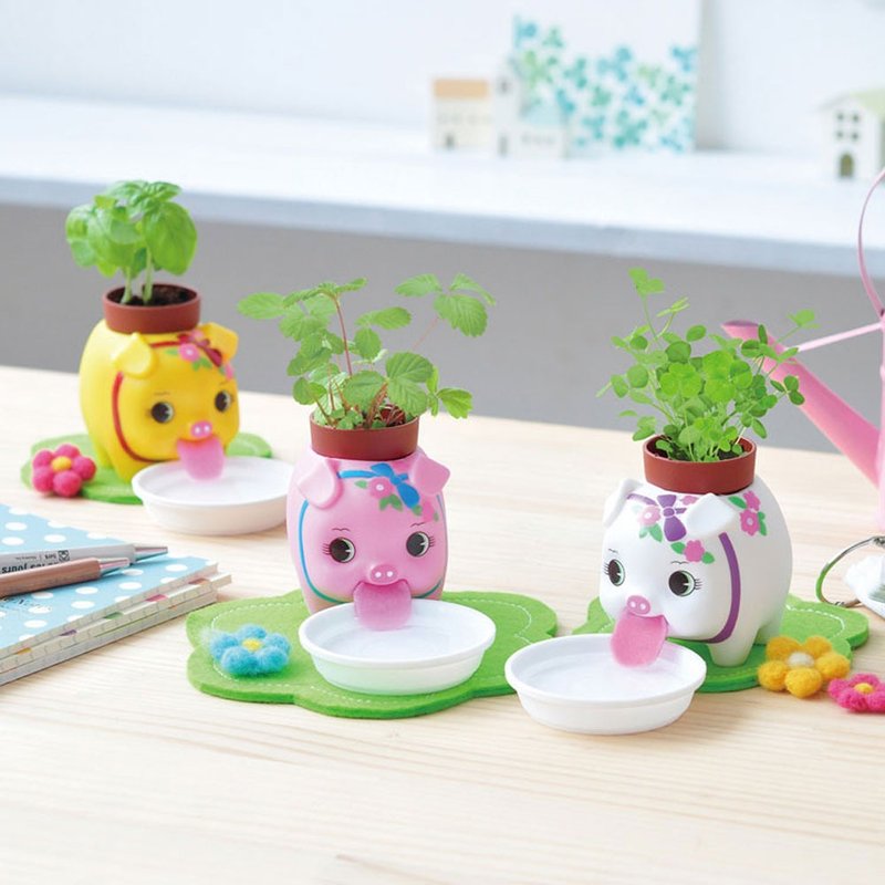 【开运好物】Hana Bootan 花花扑满猪吐舌水耕种植组 - 植栽/盆栽 - 塑料 红色