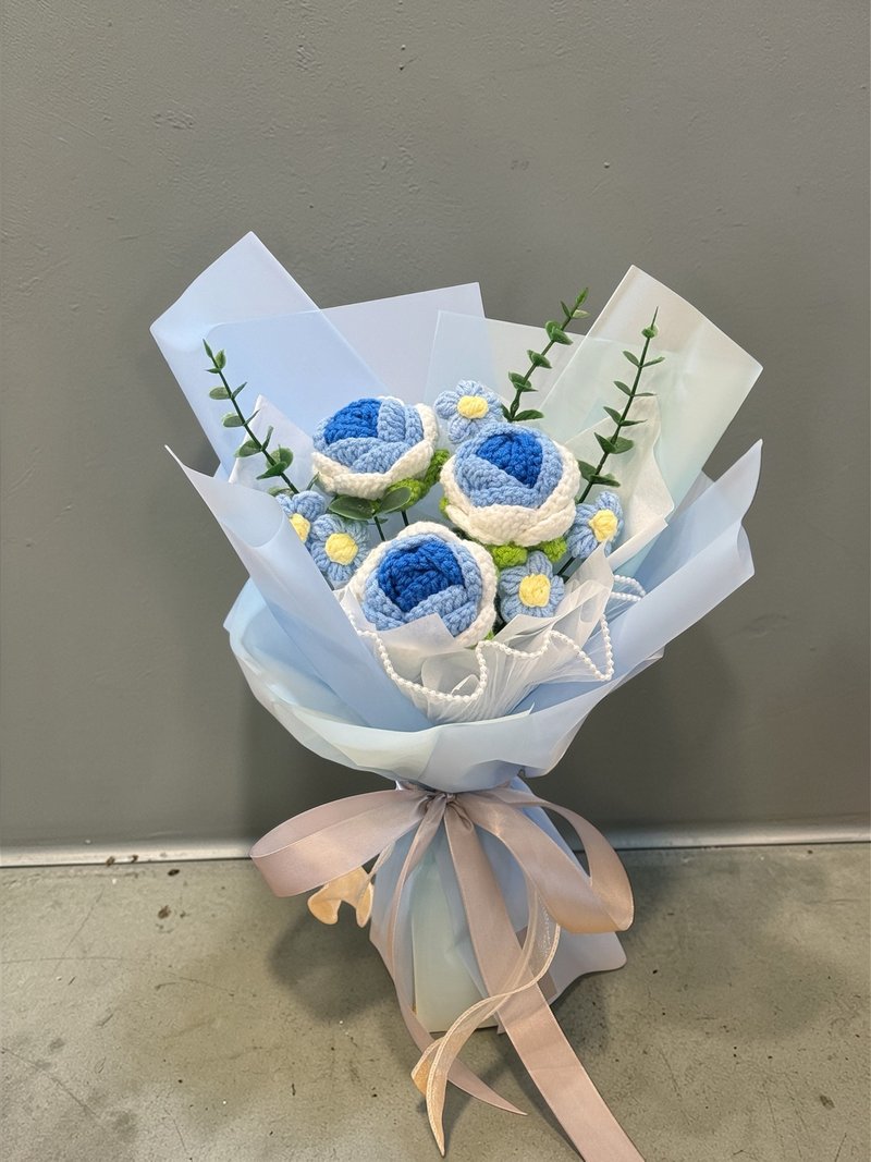针织花中花束 蓝色 - 干燥花/捧花 - 植物．花 