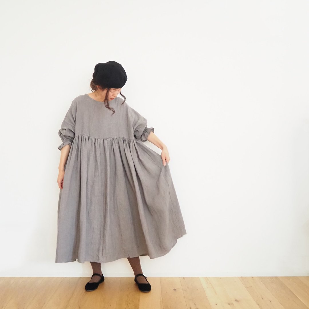 -EVA dedicated page-  gather one-piece BLACK/Msize - 洋装/连衣裙 - 棉 黑色