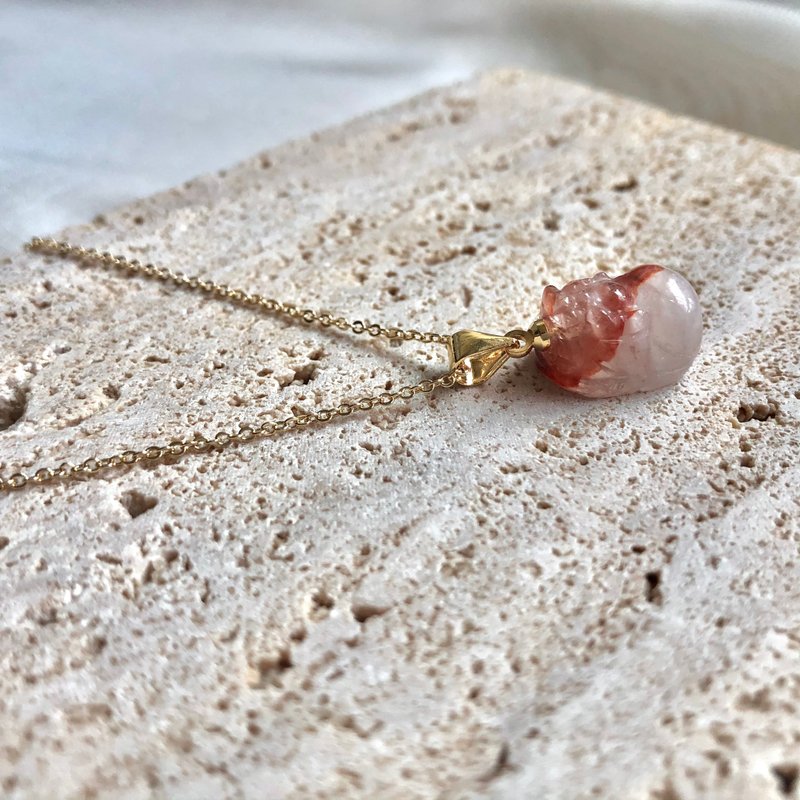 富贵丹心 | 胶花貔貅项链 长度可调 - 项链 - 宝石 红色
