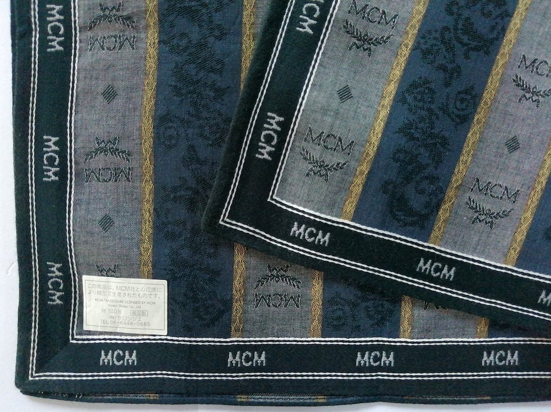 MCM 复古手帕口袋方巾字母标志 19 x 18.5 英寸 - 手帕/方巾 - 棉．麻 蓝色