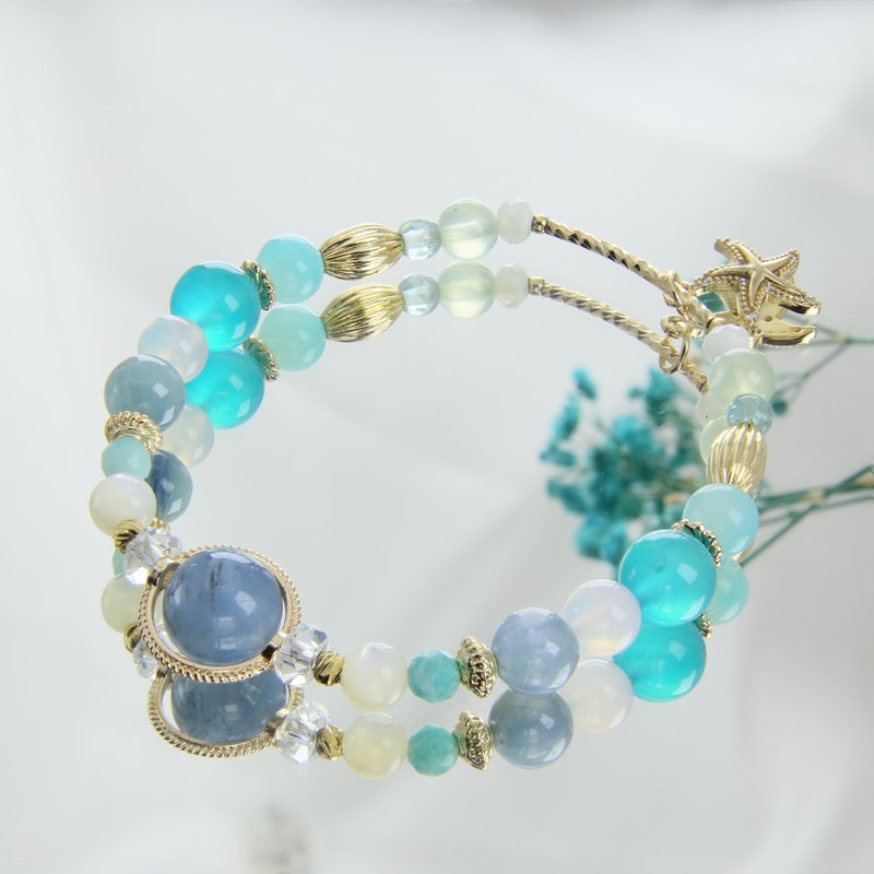 湛蓝海岸 | 海蓝宝 | 情人节礼物 女生礼物 母亲节礼物 圣诞礼物 - 手链/手环 - 水晶 蓝色
