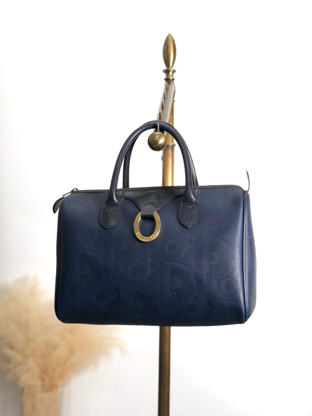 [日本直销，品牌二手包] Christian Dior Trotter 手提包，海军蓝，PVC，迷你波士顿，5sgesg - 手提包/手提袋 - 防水材质 蓝色