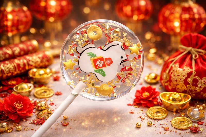 创意棒棒糖 - 福马迎春・好运奔来 - 零食/点心 - 新鲜食材 红色