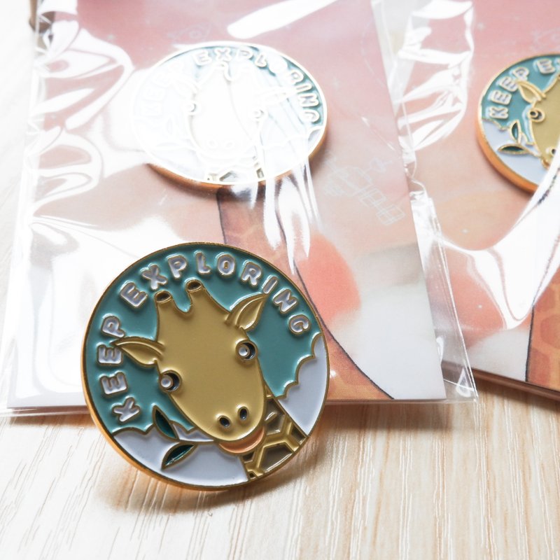 长颈鹿铁襟章 | giraffe pin - 袖扣 - 其他金属 