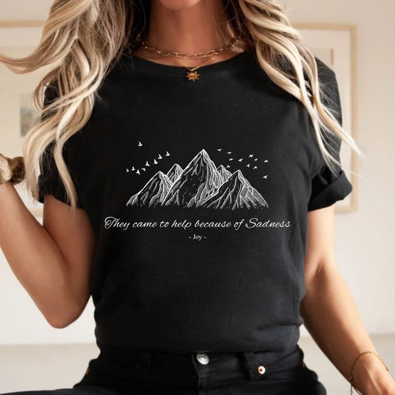 脑筋急转弯1 They came to help 电影金句 中性短袖上衣 - 女装 T 恤 - 棉．麻 白色