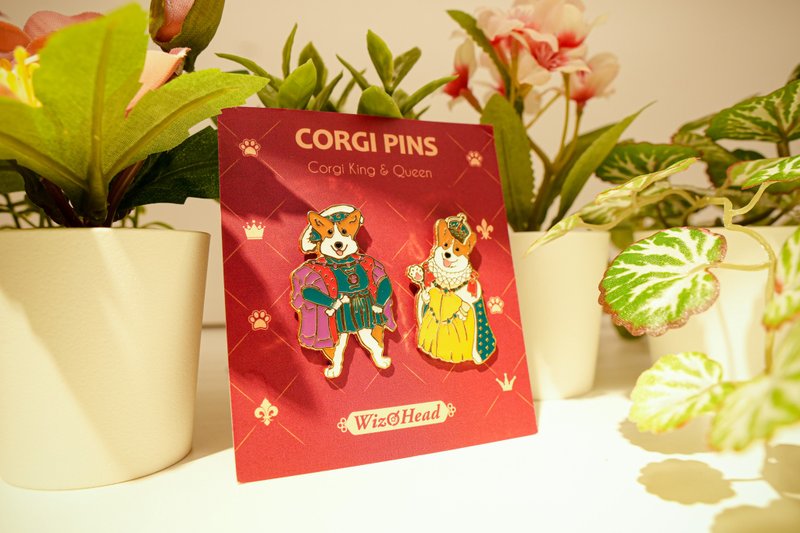 【金属徽章】柯基女王与国王 | 英伦风 柯基 Corgi 狗狗 - 钥匙链/钥匙包 - 其他金属 多色