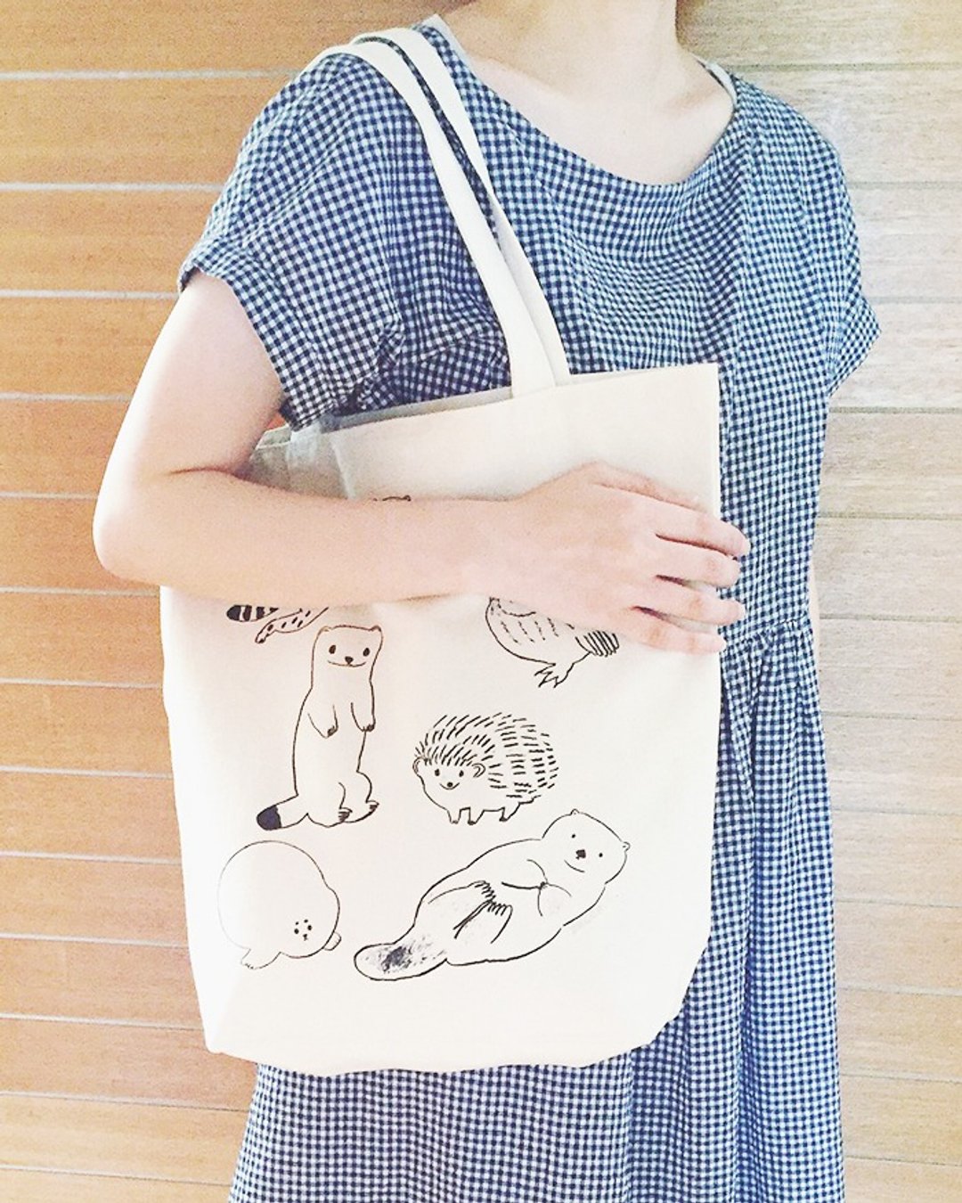 Animal full tote bag - 手提包/手提袋 - 棉 白色