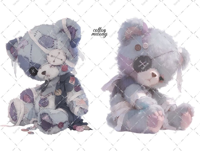 原创贴纸 no.D38 // 人物贴纸 原创贴纸 装饰贴纸 歌德风小熊 15种各2张 合计30张 - 贴纸 - 纸 