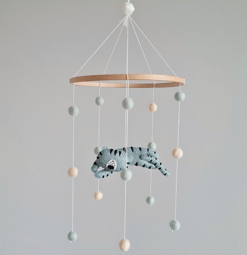 TIGER MOBILE, CUSTOM FELT MOBILE, POMPOM MOBILE - 玩具/玩偶 - 其他材质 蓝色