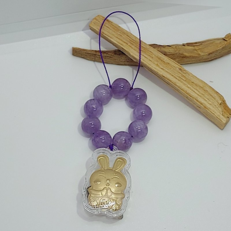 薰衣紫晶配金兔挂饰 - 挂于喜庆位 有助姻缘 人缘运 - 摆饰 - 水晶 