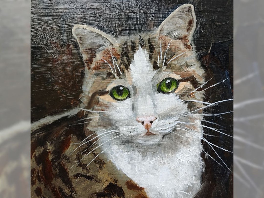 猫画斑点猫艺术品原创油画宠物肖像 - 海报/装饰画/版画 - 其他材质 多色
