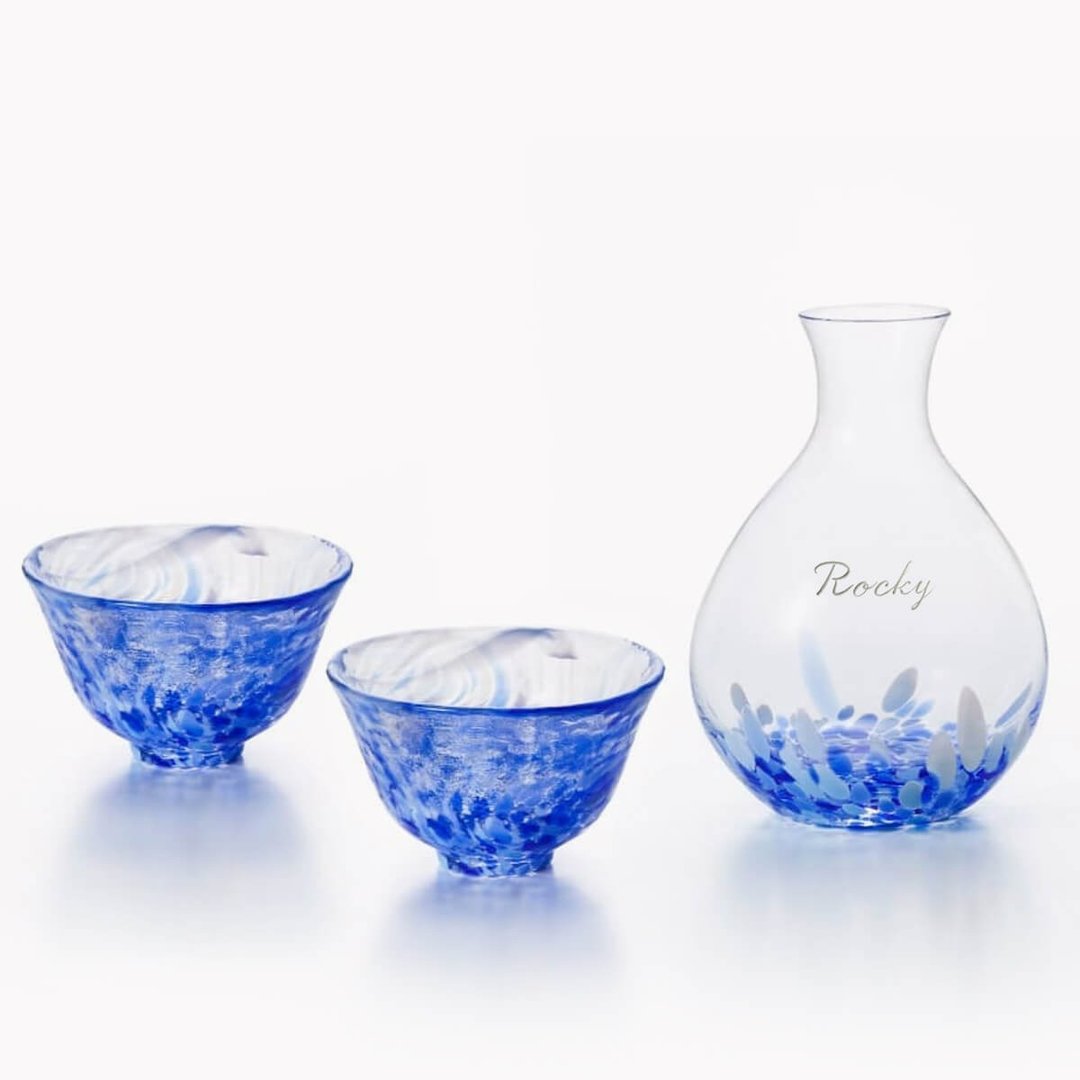 (3件套组)【日本津轻】岩清水一壶两杯 - 酒杯/酒器 - 玻璃 蓝色