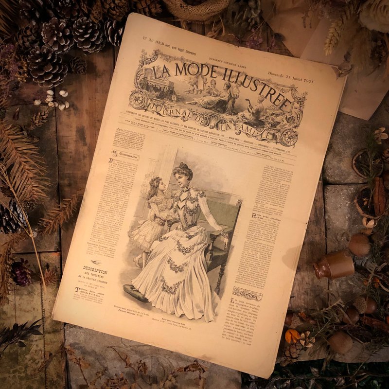 法国百年时尚杂志La Mode Illustrée 封面彩页版 - 刊物/书籍 - 纸 卡其色