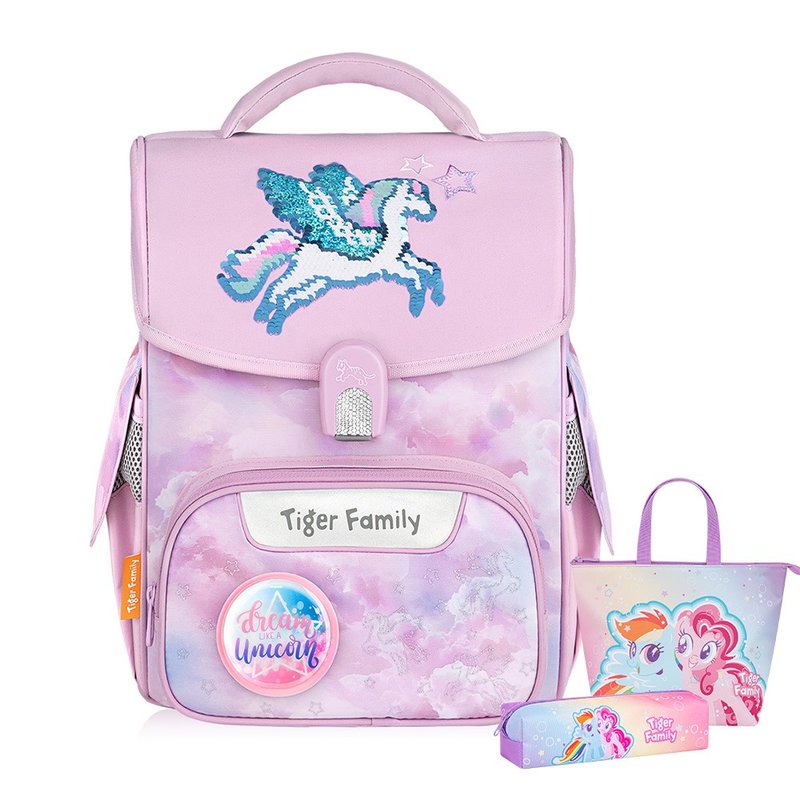 小学者 超轻量护脊书包Pro 2S-飞马星愿 亮片款 | 低年级适用 - 后背包/双肩包 - 防水材质 粉红色